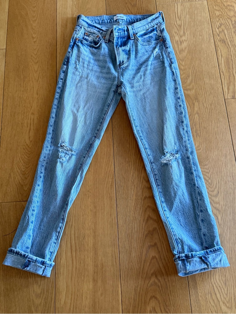 Pistola Women's Distressed Straight-Leg Jeans 24